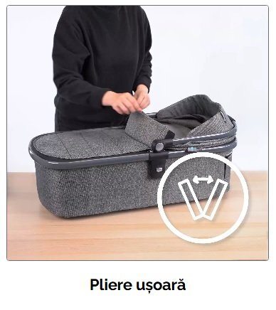 Kidnort Carucior reversibil 2 in 1 pentru copii Isbjorn Black pliere compacta spatar si viziera reglabile roti cu suspensii pana la 22 kg Landou inclus