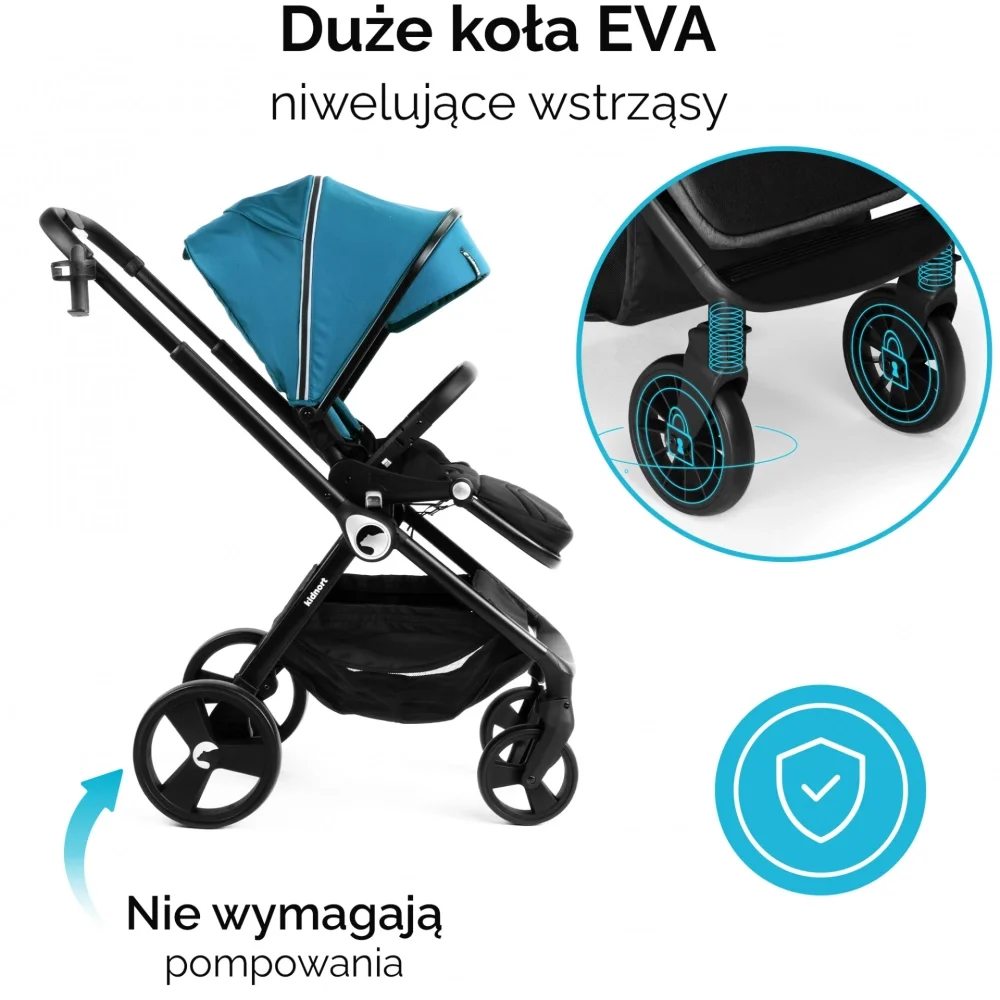 Kidnort Carucior reversibil 2 in 1 pentru copii Isbjorn Grey pliere compacta spatar si viziera reglabile roti cu suspensii pana la 22 kg Landou inclus