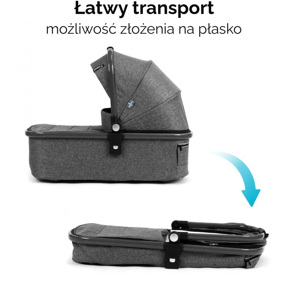 Kidnort Carucior reversibil 2 in 1 pentru copii Isbjorn Grey pliere compacta spatar si viziera reglabile roti cu suspensii pana la 22 kg Landou inclus