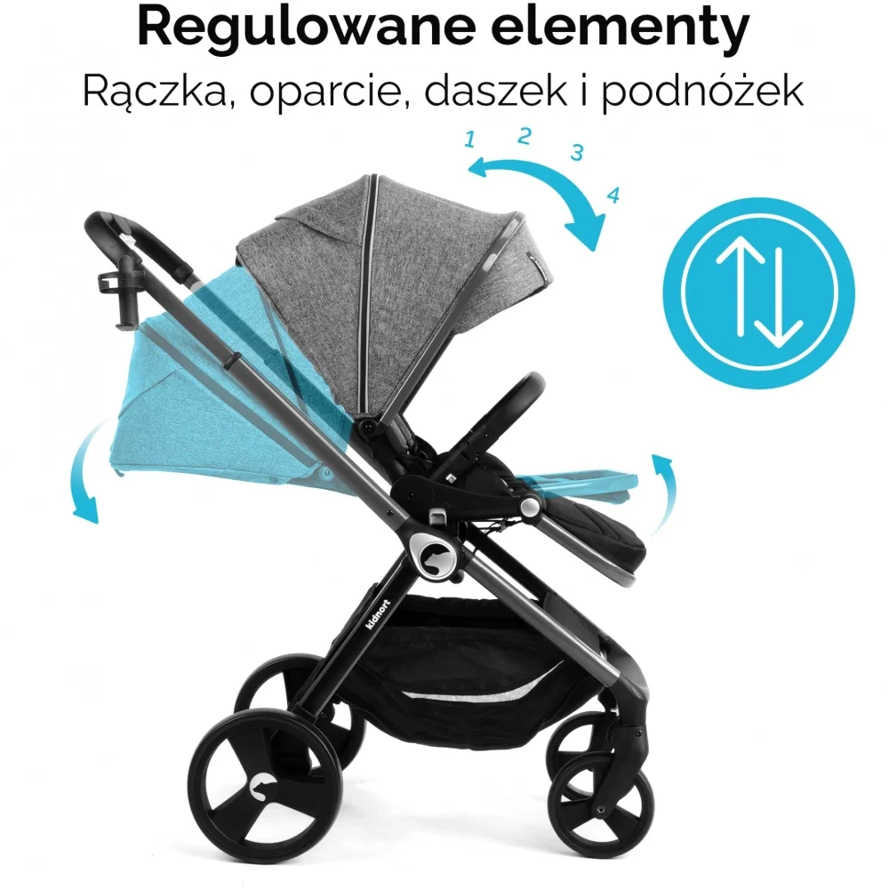 Kidnort Carucior reversibil 2 in 1 pentru copii Isbjorn Summer Sand pliere compacta spatar si viziera reglabile roti cu suspensii pana la 22 kg Landou inclus