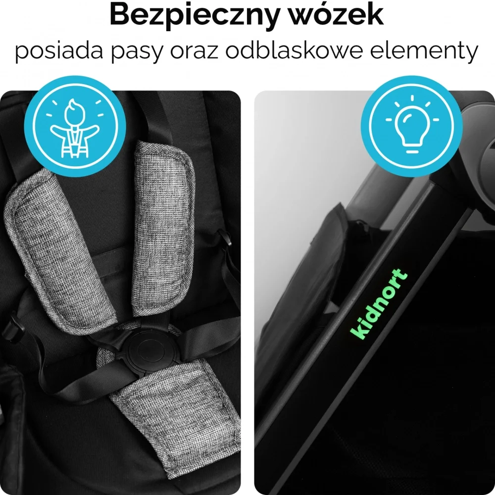 Kidnort Carucior reversibil 2 in 1 pentru copii Isbjorn Summer Sand pliere compacta spatar si viziera reglabile roti cu suspensii pana la 22 kg Landou inclus