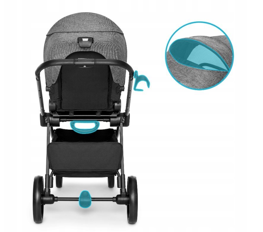 Kidnort Carucior reversibil pentru copii cu pliere compacta spatar si viziera reglabile Isbjorn Grey pana la 22 kg roti cu suspensii accesorii incluse suport pentru pahar