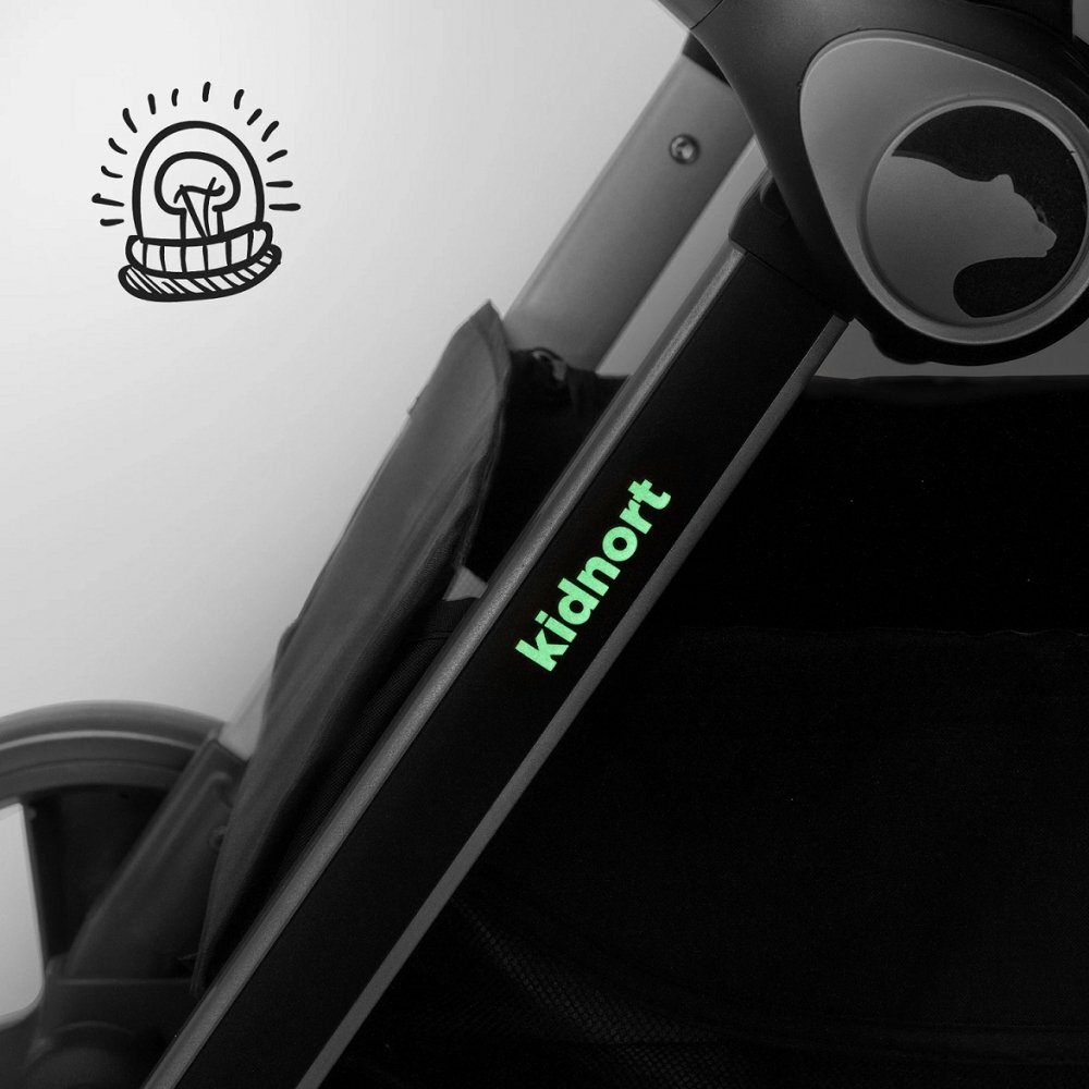 Kidnort Carucior reversibil pentru copii cu pliere compacta spatar si viziera reglabile Isbjorn Grey pana la 22 kg roti cu suspensii accesorii incluse suport pentru pahar