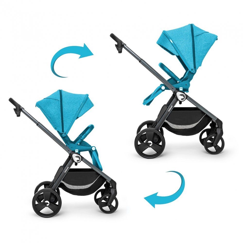 Kidnort Carucior reversibil pentru copii cu pliere compacta spatar si viziera reglabile Isbjorn Grey pana la 22 kg roti cu suspensii accesorii incluse suport pentru pahar