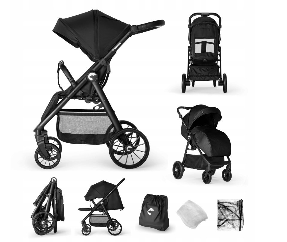 Kidnort Carucior sport 0-48 luni pana la 22 kg cu pliere compacta Sjolejon Black