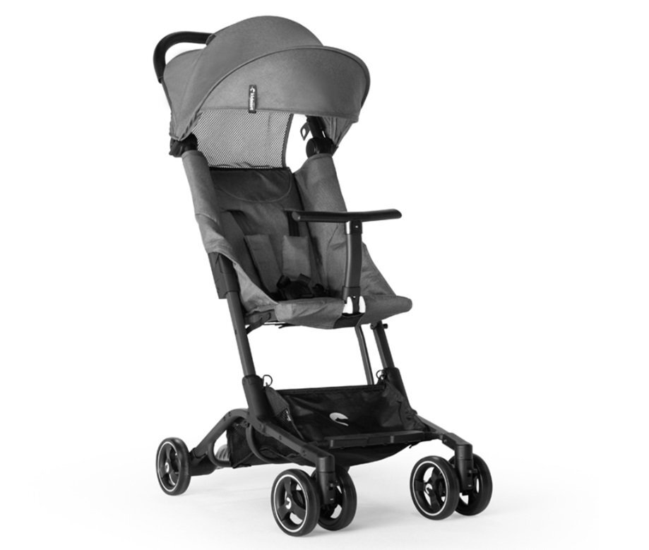 Kidnort Carucior sport pentru copii Snopetrel Grey ultracompact pentru avion cu roti moi din EVA cu geanta de transport husa de picioare si accesorii incluse pana la 22 kg