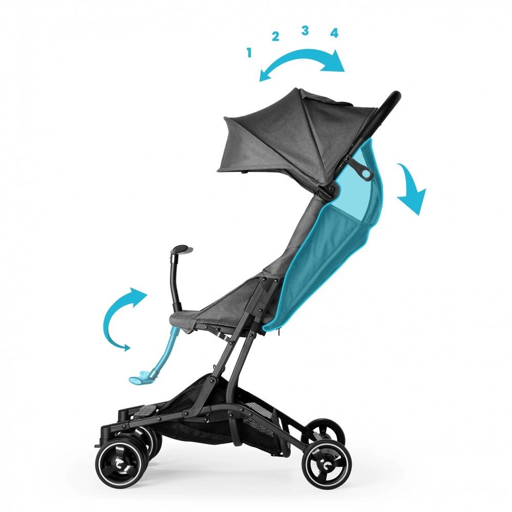 Kidnort Carucior sport pentru copii ultracompact cu roti moi din EVA cu geanta de transport husa de picioare si accesorii incluse pana la 22 kg Snopetrel Black