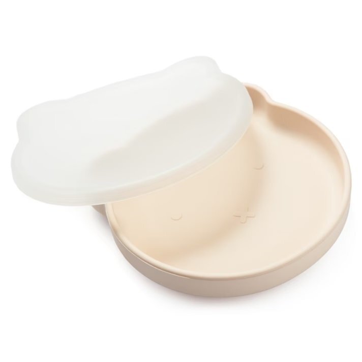 Kidnort Farfurie cu capac pentru copii cu baza antiderapanta 400 ml Retter Mjolk Bej