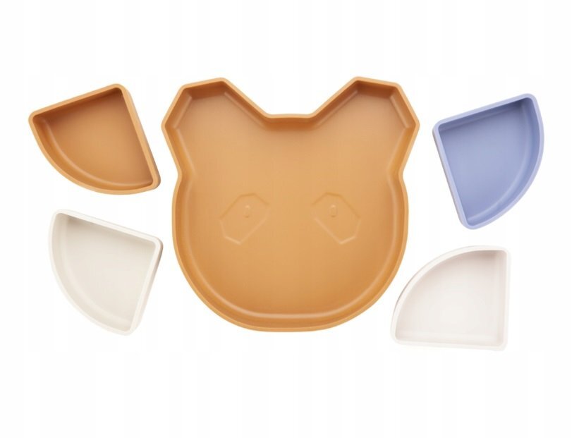 Kidnort Farfurie din silicon 4in1 cu compartimente detasabile Retter Brun