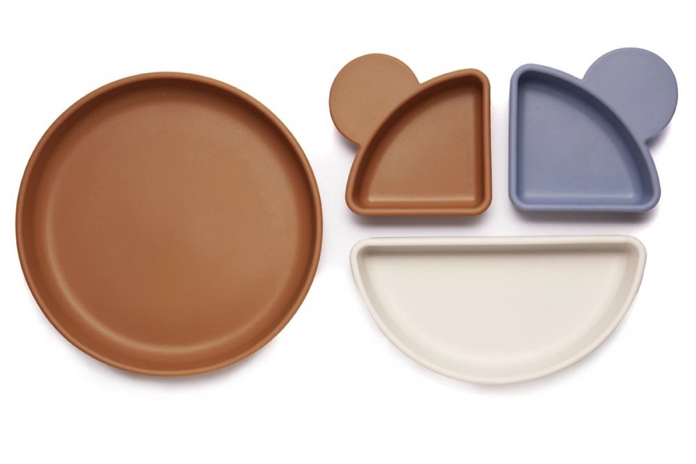 Kidnort Farfurie din silicon cu 3 compartimente detasabile Retter Brun