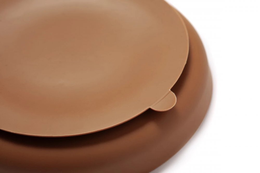 Kidnort Farfurie din silicon cu 3 compartimente detasabile Retter Brun