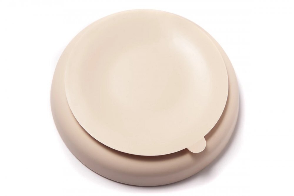 Kidnort Farfurie din silicon cu 3 compartimente detasabile Retter Mjolk Bej