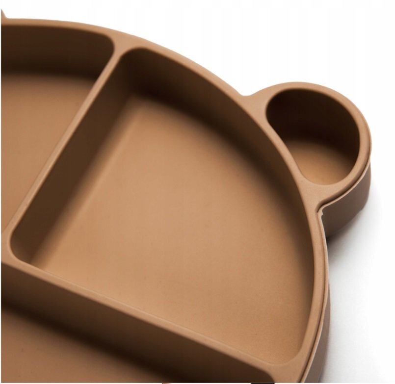 Kidnort Farfurie din silicon cu 3 compartimente Retter Brun