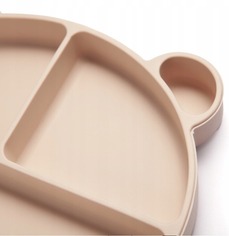 Kidnort Farfurie din silicon cu 3 compartimente Retter Mjolk Bej