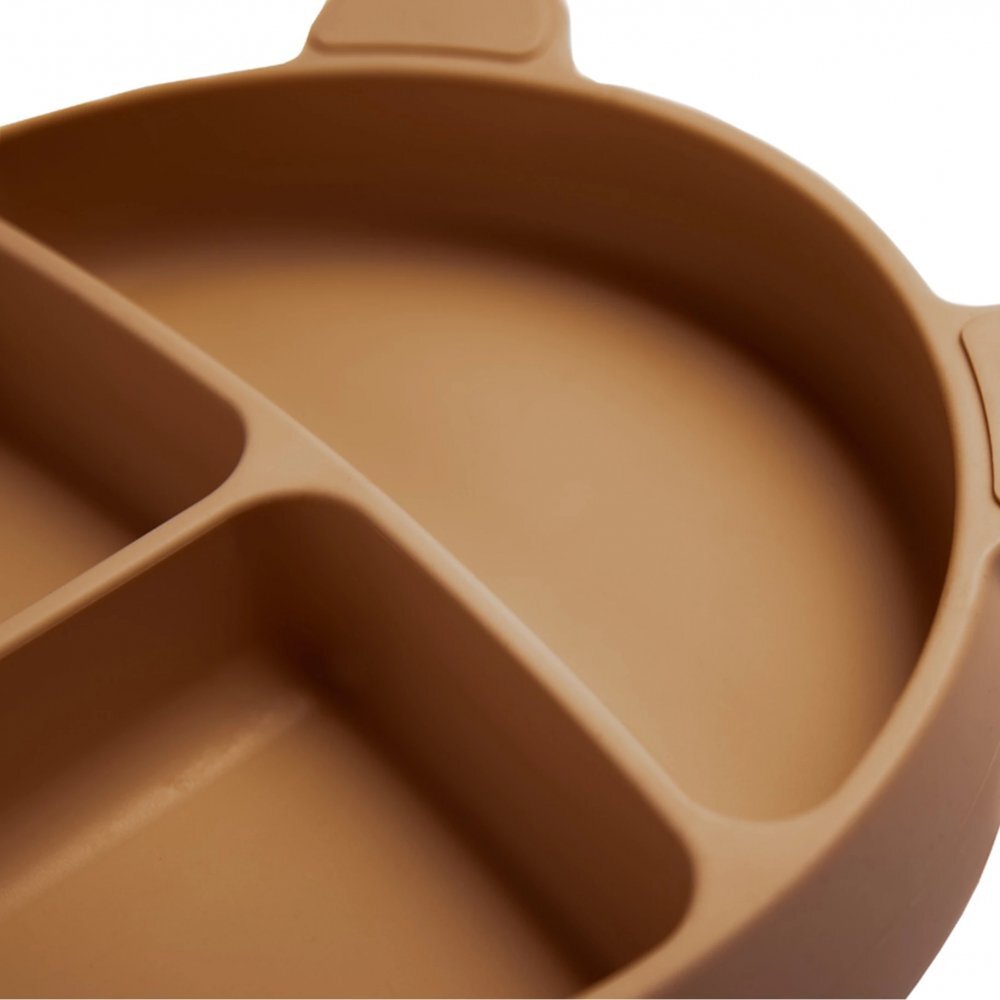 Kidnort Farfurie din silicon cu 3 compartimente si ventuza Retter Brun
