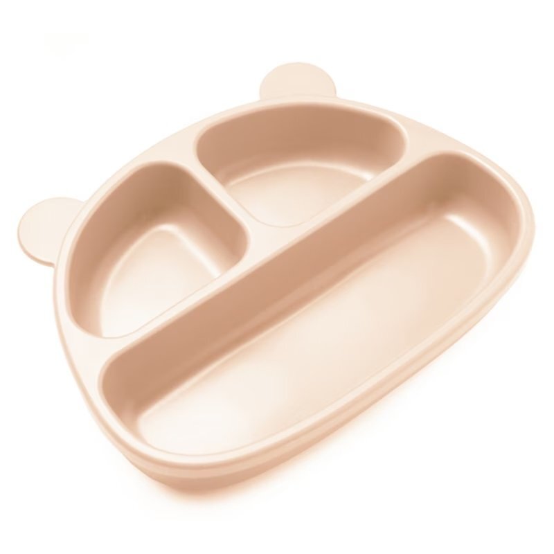 Kidnort Farfurie din silicon cu 3 compartimente si ventuze Retter Mjolk Bej