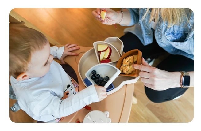 Kidnort Farfurie din silicon cu 4 compartimente detasabile Retter Mjolk Bej