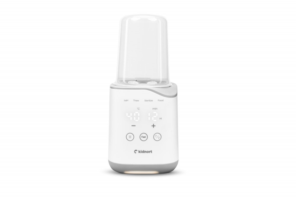Kidnort Incalzitor pentru biberoane Sothet White design modern si compact panou frontal dotat cu afisaj digital dimensiune 12.6 x 27.0 cm