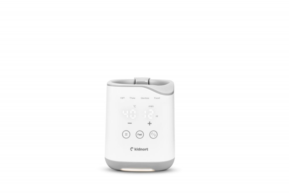 Kidnort Incalzitor pentru biberoane Sothet White design modern si compact panou frontal dotat cu afisaj digital dimensiune 12.6 x 27.0 cm