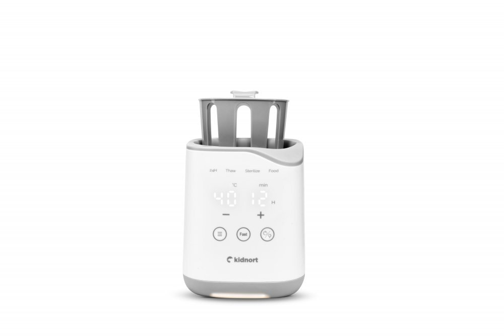 Kidnort Incalzitor pentru biberoane Sothet White design modern si compact panou frontal dotat cu afisaj digital dimensiune 12.6 x 27.0 cm