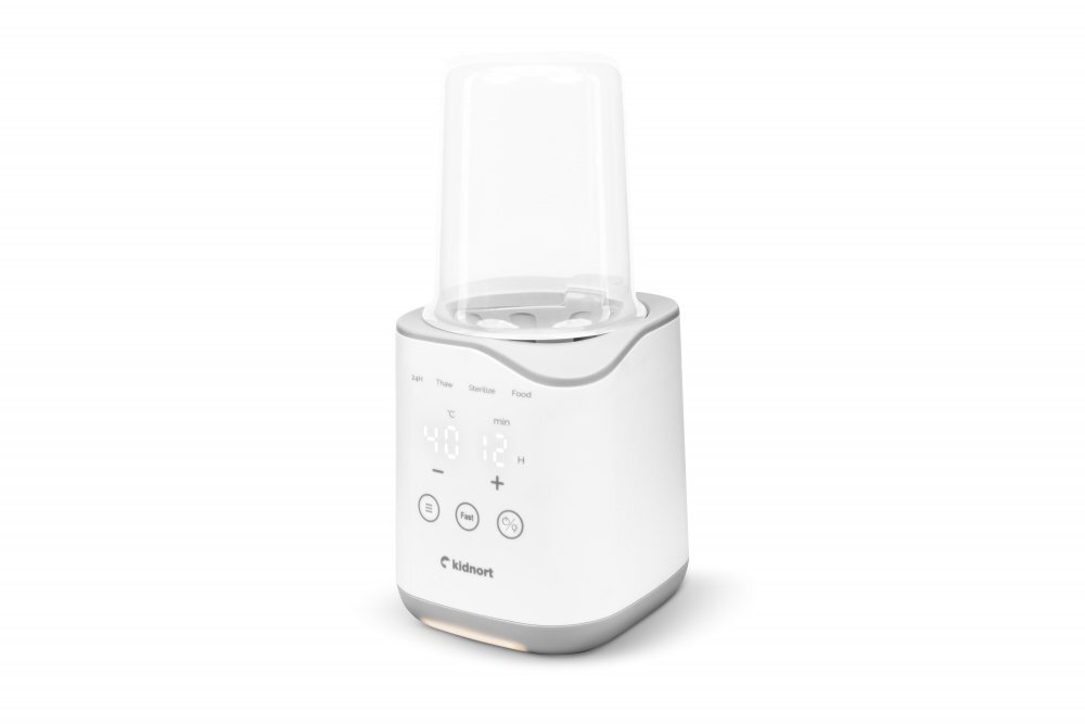 Kidnort Incalzitor pentru biberoane Sothet White design modern si compact panou frontal dotat cu afisaj digital dimensiune 12.6 x 27.0 cm