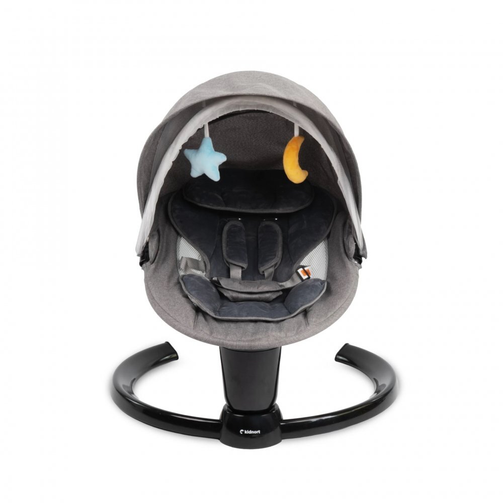Kidnort Leagan electric cu 5 moduri de balansare pentru copii Drom Black miscare lenta laterala cu telecomanda muzica conectare bluetoothusb accesorii incluse cadru solid din otel dimensiune 66 x 65 x 53.5 cm