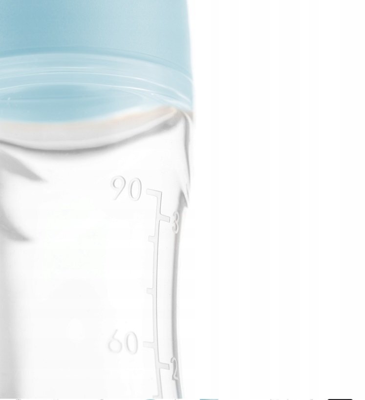 Kidnort Lingurita pentru copii din silicon cu rezervor gradat 90 ml si ventuza de prindere Retter Moln Blue