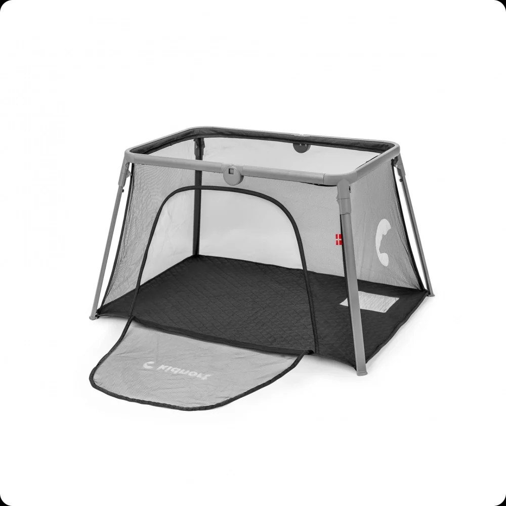 Kidnort Patut de calatorie 2 in 1 pentru copii Bleke Black pliabil si portabil intrare laterala cu fermoar dimensiune 77 x 63.2 x 28 cm include geanta de transport