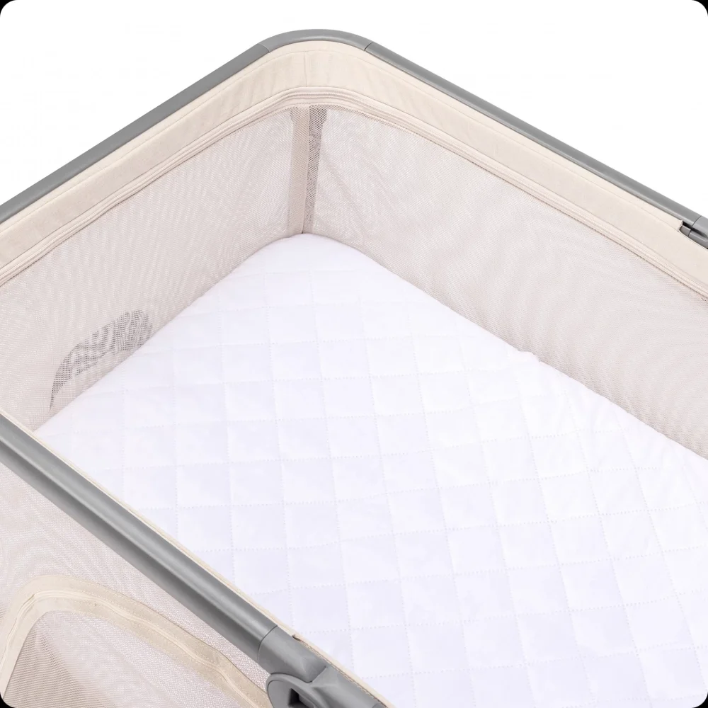 Kidnort Patut de calatorie 2 in 1 pentru copii Bleke Grey pliabil si portabil intrare laterala cu fermoar dimensiune 77 x 63.2 x 28 cm include geanta de transport