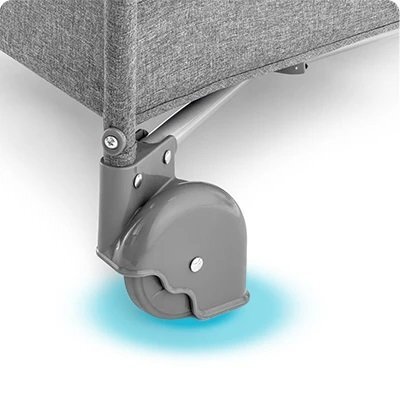 Kidnort Patut de calatorie pentru copii Ihalig Dark Gray cu geanta de transport salteluta usa cu fermoar si roti cu posibilitatea de blocare dimensiune desfacut 128 x 68 x 78.5 cm