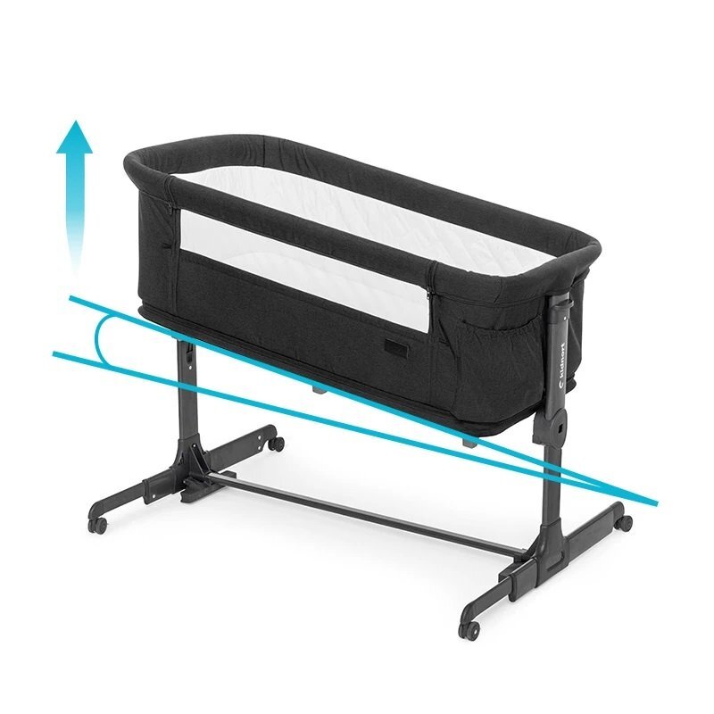 Kidnort Patut multifunctonal tip co-sleeper si tarc de joaca pentru copii cu leganare intrare laterala Snackskal Black greutate articol 8.7 kg
