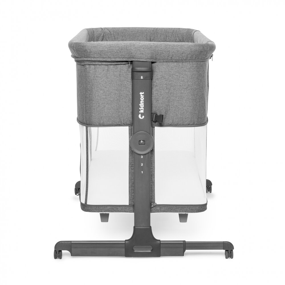 Kidnort Patut multifunctonal tip co-sleeper si tarc de joaca pentru copii cu leganare intrare laterala Snackskal Grey greutate articol 8.7 kg