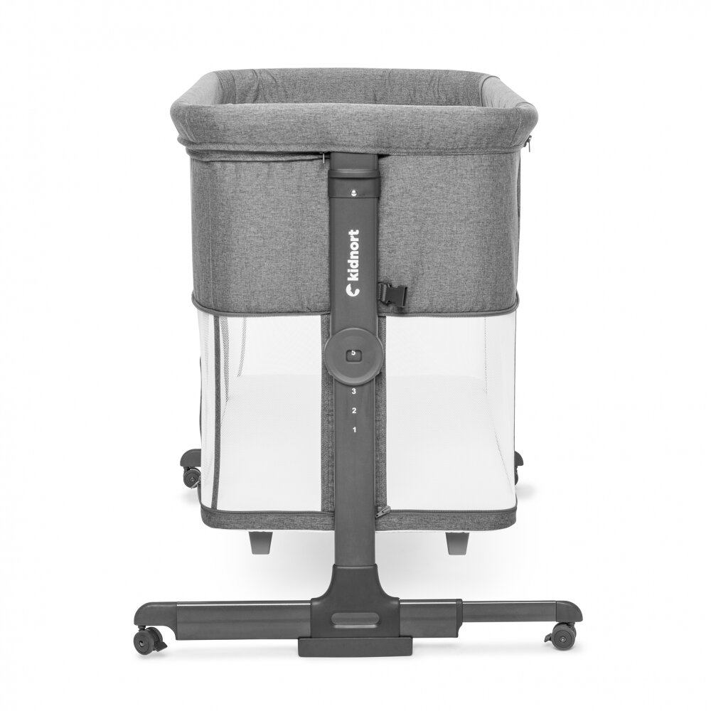 Kidnort Patut multifunctonal tip co-sleeper si tarc de joaca pentru copii cu leganare intrare laterala Snackskal Grey greutate articol 8.7 kg