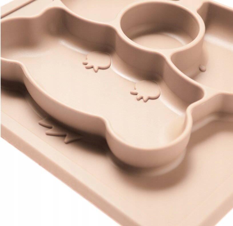 Kidnort Platou compartimentat din silicon anti-alunecare 450 ml Retter Mjolk Bej