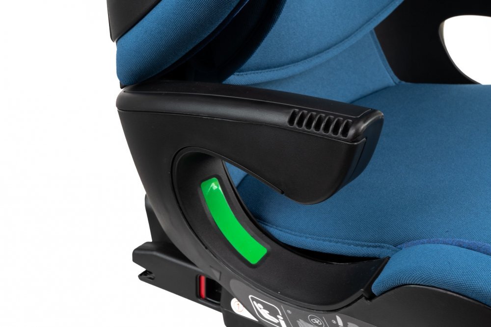 Kidnort Scaun auto compact cu SPS isofix Tetiera si spatar reglabile prevazut cu cotiere I-Size 100-150cm R-129 Natt Blue