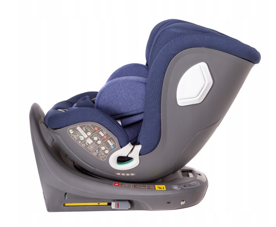 Kidnort Scaun auto pentru copii cu baza isofix picior stabilizator rotativ 360 i-Size R129 tetiera cu spuma de memorie 40-150 cm parasolar reglabil Orn Blue
