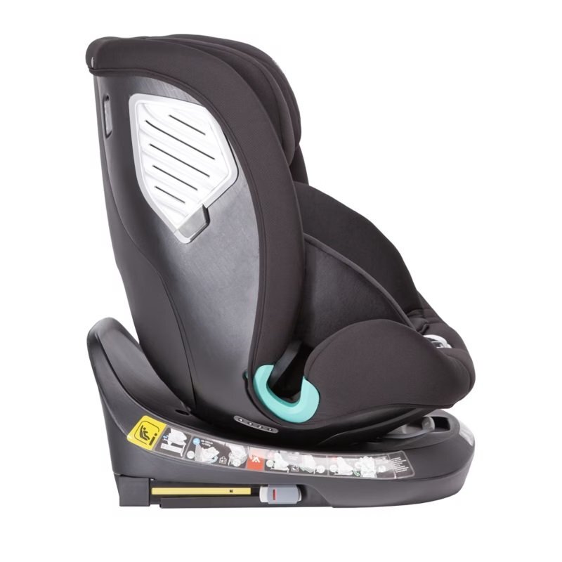 Kidnort Scaun auto pentru copii cu isofix rotativ 360 i-Size R129 cu picior stabilizator si tetiera reglabila 40-150 cm dimensiune 46.5 x 35 x 56 cm Radjur Black