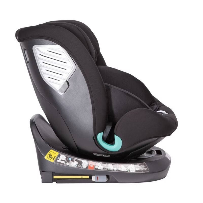 Kidnort Scaun auto pentru copii cu isofix rotativ 360 i-Size R129 cu picior stabilizator si tetiera reglabila 40-150 cm dimensiune 46.5 x 35 x 56 cm Radjur Black