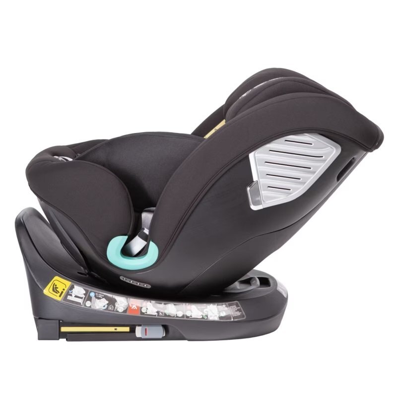 Kidnort Scaun auto pentru copii cu isofix rotativ 360 i-Size R129 cu picior stabilizator si tetiera reglabila 40-150 cm dimensiune 46.5 x 35 x 56 cm Radjur Black