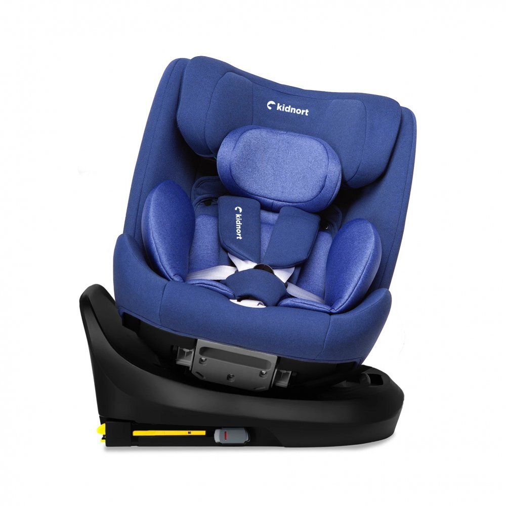 Kidnort Scaun auto pentru copii Radjur Blue cu isofix rotativ 360 i-Size 40-150 cm Top Tether centuri in 5 puncte Sistem de impact lateral baldachin reglabil pozitie somn