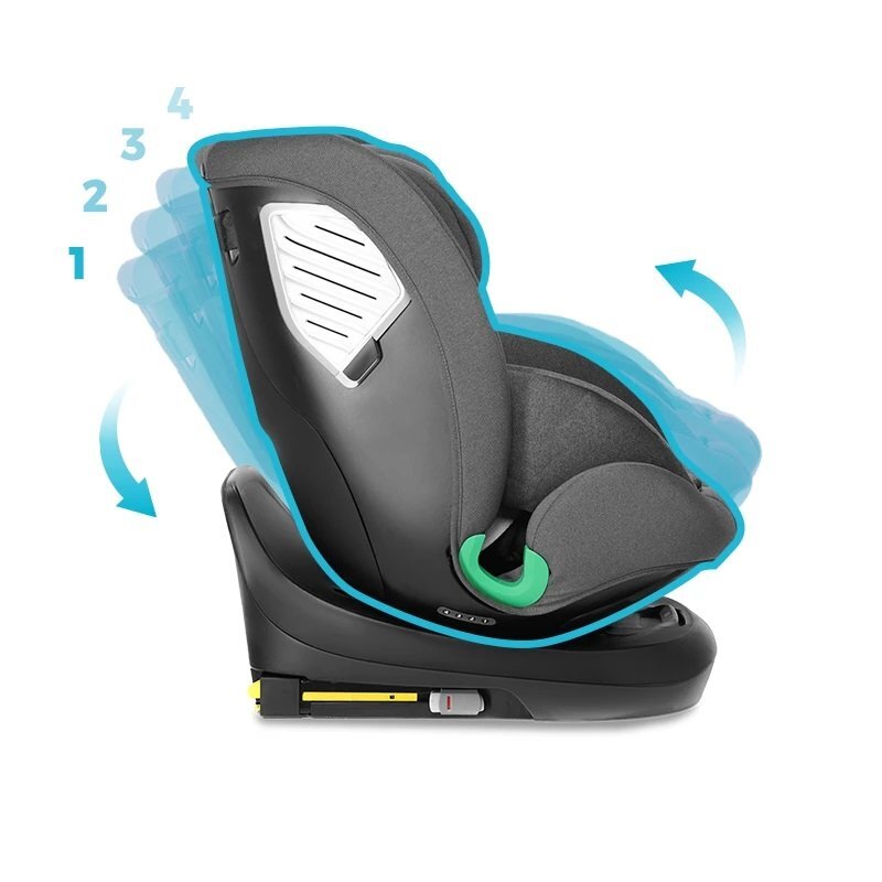 Kidnort Scaun auto pentru copii Radjur Blue cu isofix rotativ 360 i-Size 40-150 cm Top Tether centuri in 5 puncte Sistem de impact lateral baldachin reglabil pozitie somn