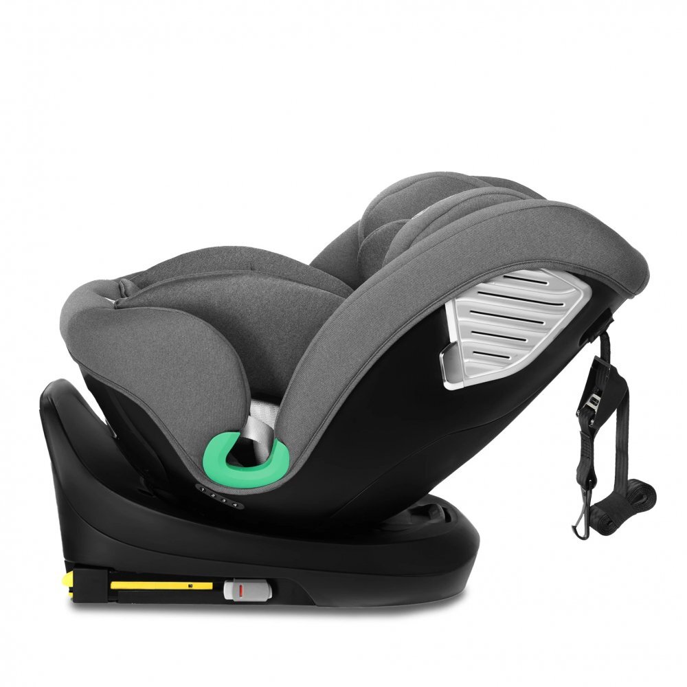 Kidnort Scaun auto pentru copii Radjur Grey cu isofix rotativ 360 i-Size 40-150 cm Top Tether centuri in 5 puncte Sistem de impact lateral baldachin reglabil pozitie somn