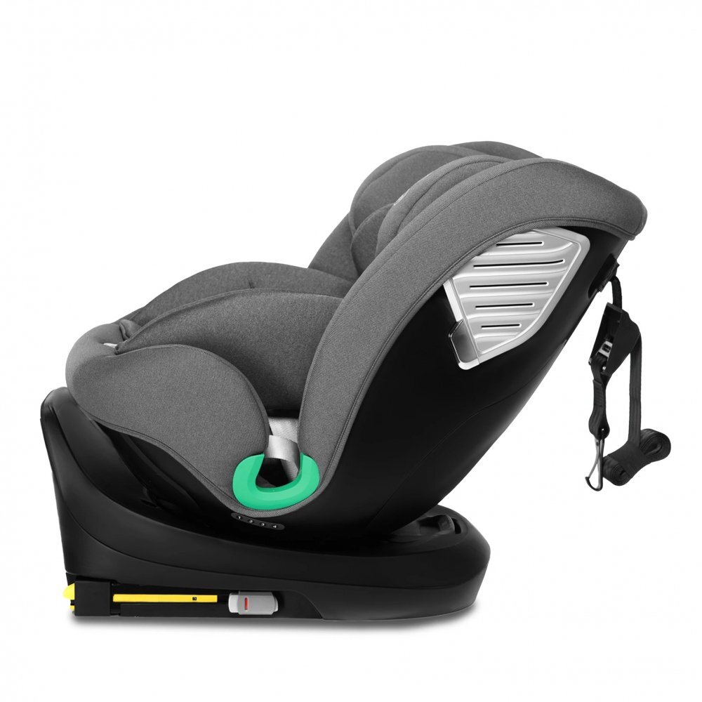 Kidnort Scaun auto pentru copii Radjur Grey cu isofix rotativ 360 i-Size 40-150 cm Top Tether centuri in 5 puncte Sistem de impact lateral baldachin reglabil pozitie somn