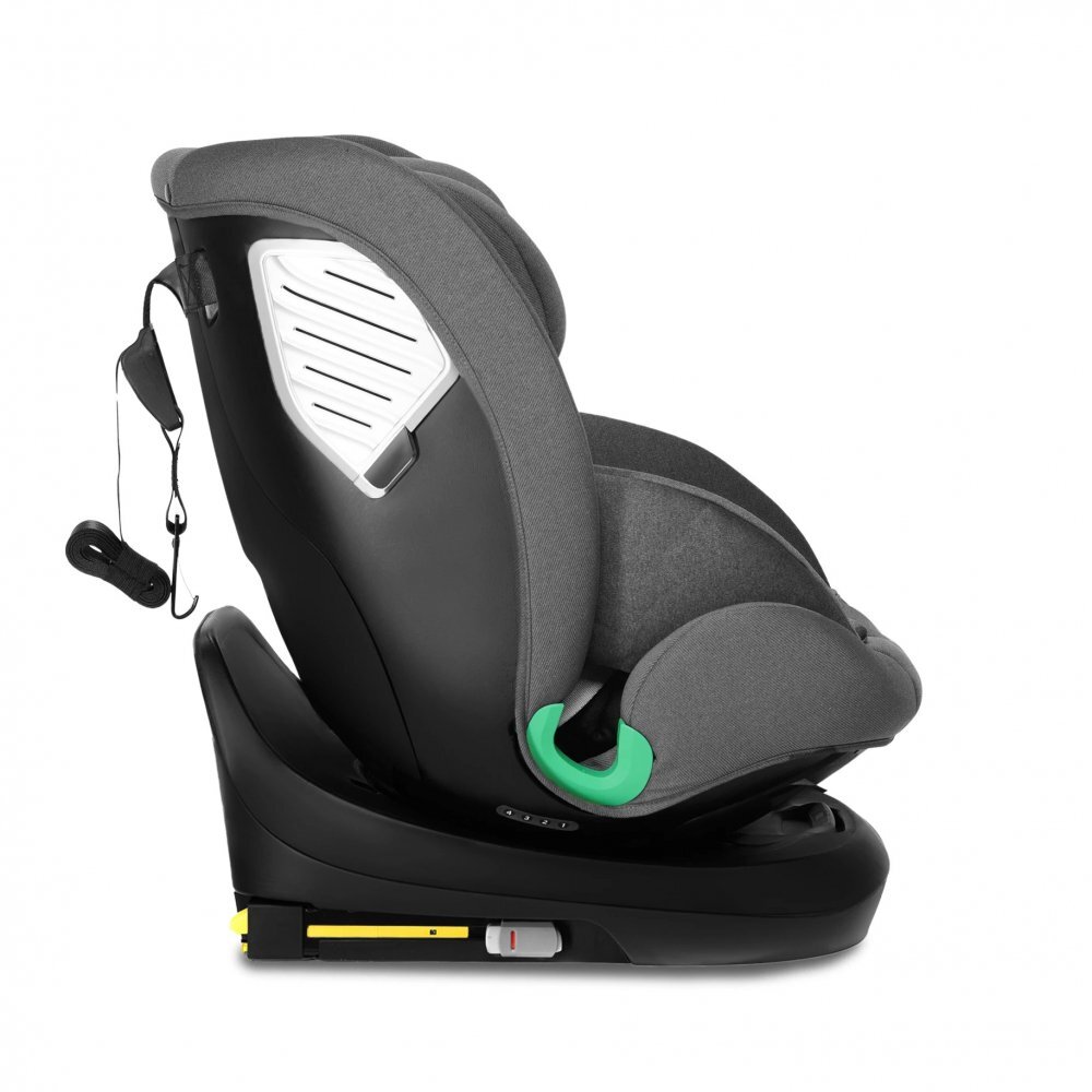 Kidnort Scaun auto pentru copii Radjur Grey cu isofix rotativ 360 i-Size 40-150 cm Top Tether centuri in 5 puncte Sistem de impact lateral baldachin reglabil pozitie somn
