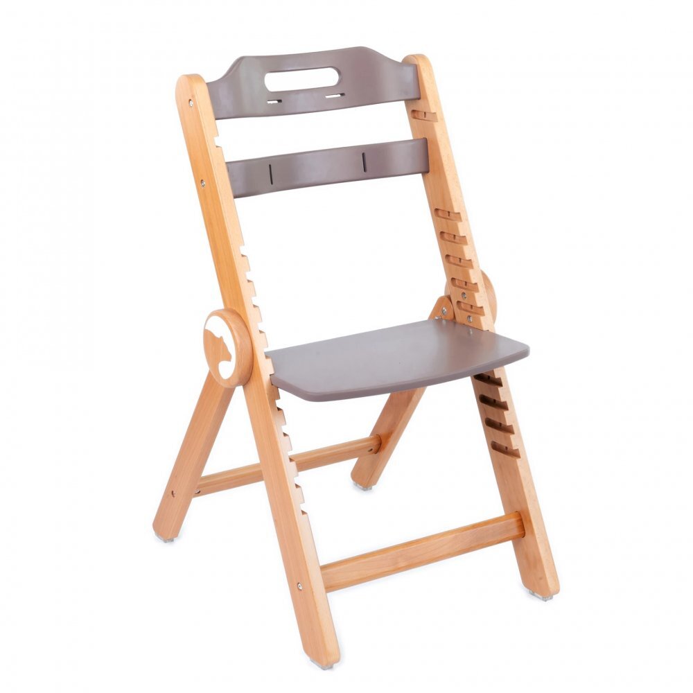Kidnort Scaun de masa pentru copii multifunctional Drommer Brown pliabil din lemn transformabil cu sezut reglabil pe 11 nivele de inaltime picioare antiderapante cu pernuta inclusa capacitate maxim admisa 75 kg