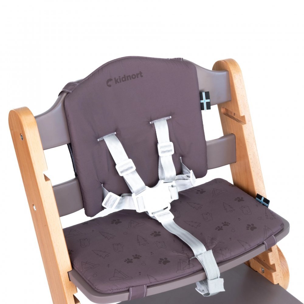 Kidnort Scaun de masa pentru copii multifunctional Drommer Brown pliabil din lemn transformabil cu sezut reglabil pe 11 nivele de inaltime picioare antiderapante cu pernuta inclusa capacitate maxim admisa 75 kg