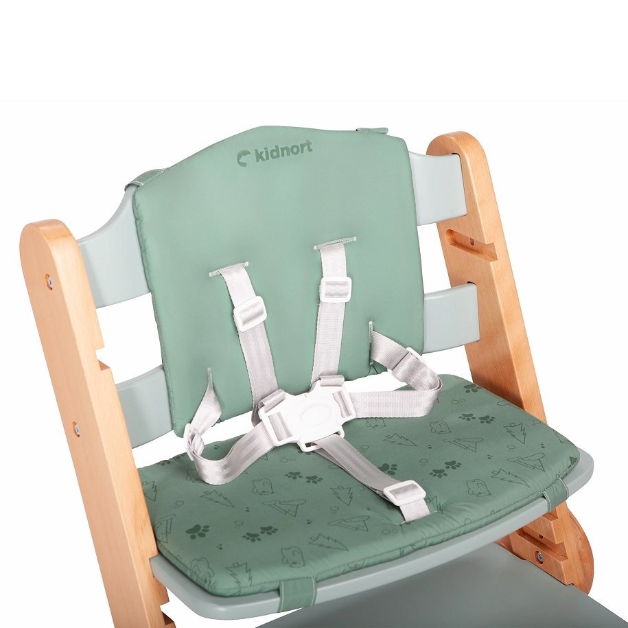 Kidnort Scaun de masa pentru copii multifunctional Drommer Green pliabil din lemn transformabil cu sezut reglabil pe 11 nivele de inaltime picioare antiderapante cu pernuta inclusa capacitate maxim admisa 75 kg