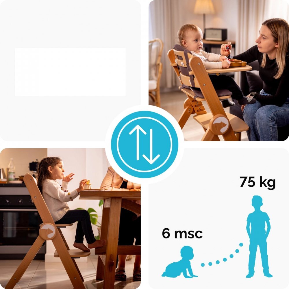 Kidnort Scaun de masa pentru copii multifunctional Drommer Green pliabil din lemn transformabil cu sezut reglabil pe 11 nivele de inaltime picioare antiderapante cu pernuta inclusa capacitate maxim admisa 75 kg