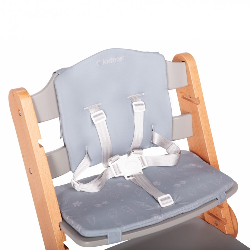 Kidnort Scaun de masa pentru copii multifunctional Drommer Grey pliabil din lemn transformabil cu sezut reglabil pe 11 nivele de inaltime picioare antiderapante cu pernuta inclusa capacitate maxim admisa 75 kg