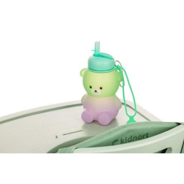 Kidnort Sticla de apa din silicon cu pai retractabil 600 ml Karlek VerdeViolet